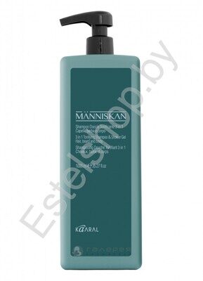 Тонизирующий шампунь и гель для душа 3в1 (для волос, бороды и тела) MANNISKAN 1000 мл