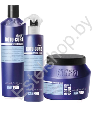 Набор косметики для волос Kaypro Botu-Cure для сильно поврежденных (Маска 500 мл + Шампунь 350 мл + Спрей 200 мл)